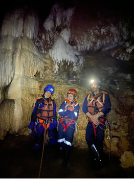 Dila during a caving field experience