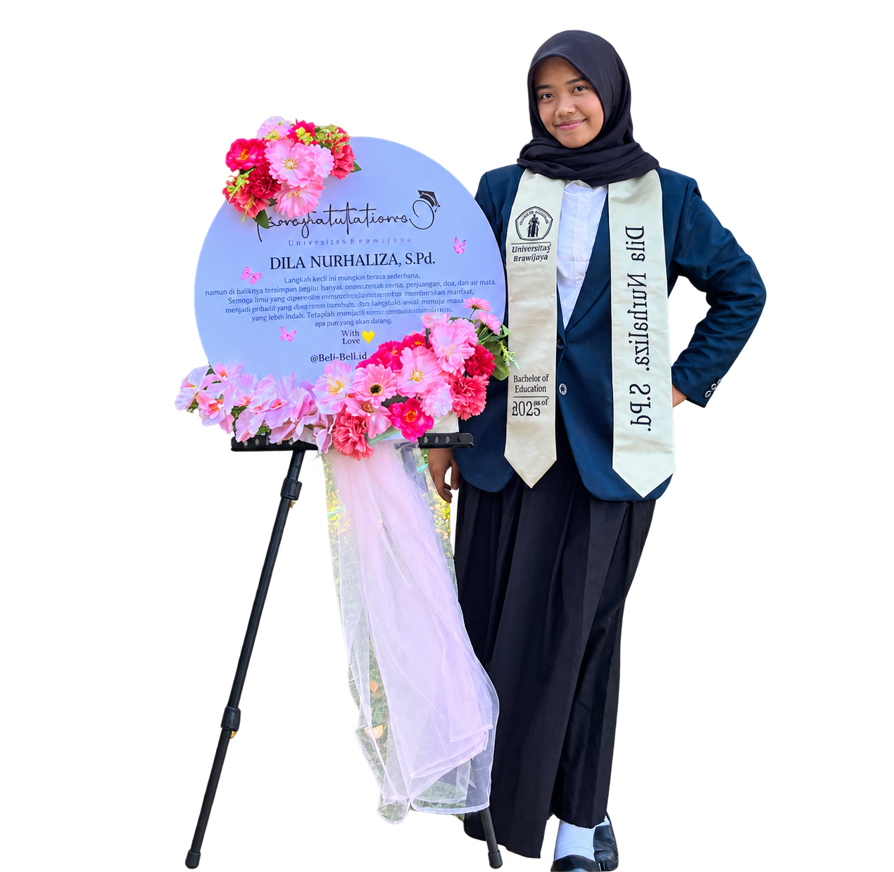 Dila Nurhaliza celebrating her graduation from Universitas Brawijaya